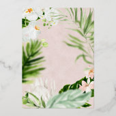 Rosa und weißes tropisches Brautparty Folieneinladung (Rückseite)