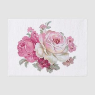 Rosa-und weißeVintage Rosen Seidenpapier