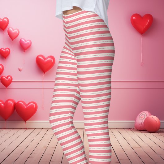 Rosa und weißgestrichene Valentin Leggings