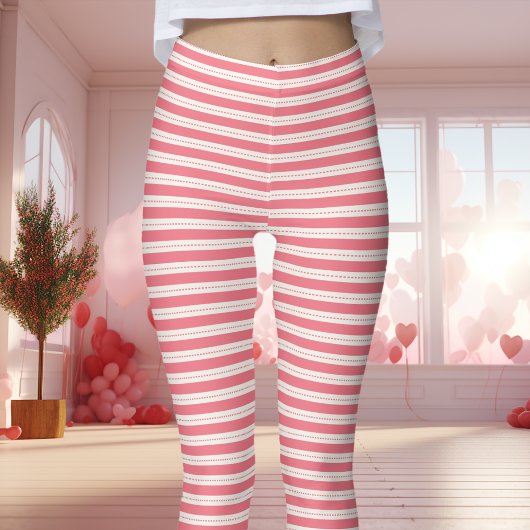 Rosa und weißgestrichene Valentin Leggings