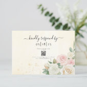 Rosa- und Weißrosenblüten RSVP Karte (Stehend Vorderseite)