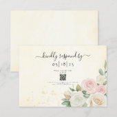 Rosa- und Weißrosenblüten RSVP Karte (Vorne/Hinten)