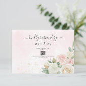 Rosa- und Weißrosenblüten RSVP Karte (Stehend Vorderseite)