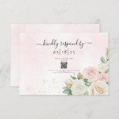Rosa- und Weißrosenblüten RSVP Karte (Vorne/Hinten)