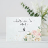 Rosa- und Weißrosenblüten RSVP Karte (Stehend Vorderseite)