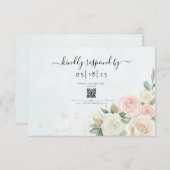 Rosa- und Weißrosenblüten RSVP Karte (Vorne/Hinten)