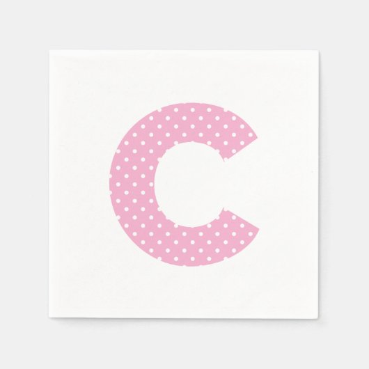 Rosa und winzig weißer Tupfen fett C Monogramm Serviette (Vorderseite)