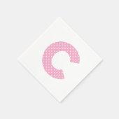 Rosa und winzig weißer Tupfen fett C Monogramm Serviette (Ecke)