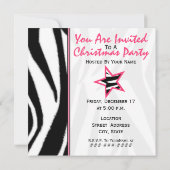 Rosa und Zebra-Druck-Weihnachtsbaum-Einladung Einladung (Rückseite)