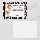 Rosa und Zebra Print Little Princess Diaper Raffle Begleitkarte (Vorne/Hinten)