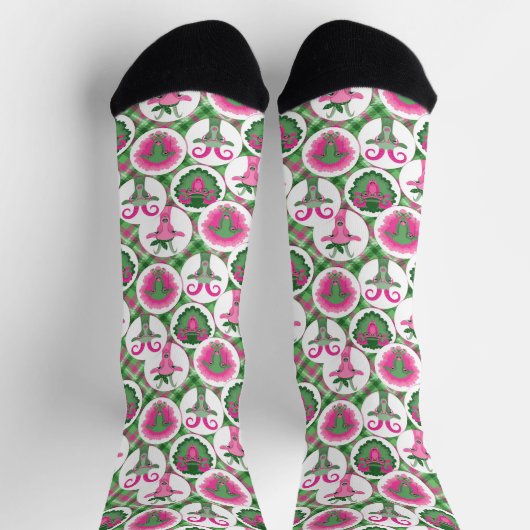 Rosa und Zitronengraue Hipster Socken (Oben)