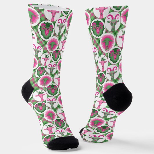 Rosa und Zitronengraue Hipster Socken (Gewinkelt)