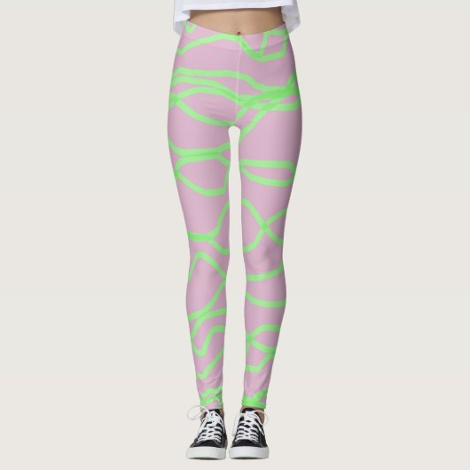 Rosa und Zitronengrün, dicht Abstrakte Leggings (Vorderseite)