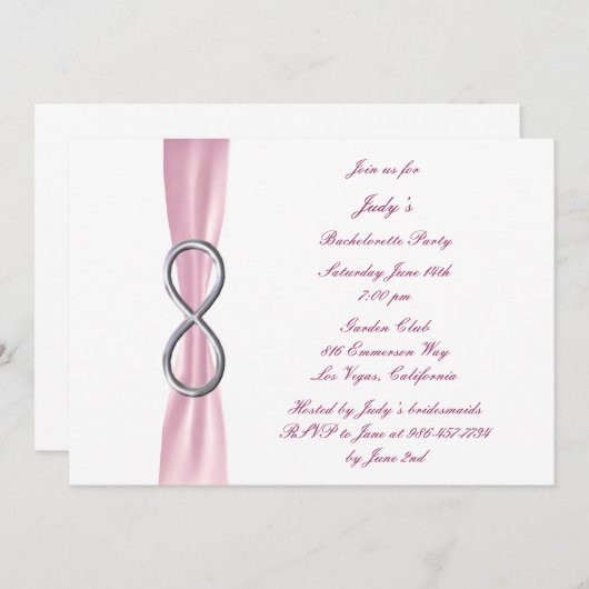 Rosa Unendlichkeit Junggeselinnen-Abschied Einladu Einladung (Vorne/Hinten)