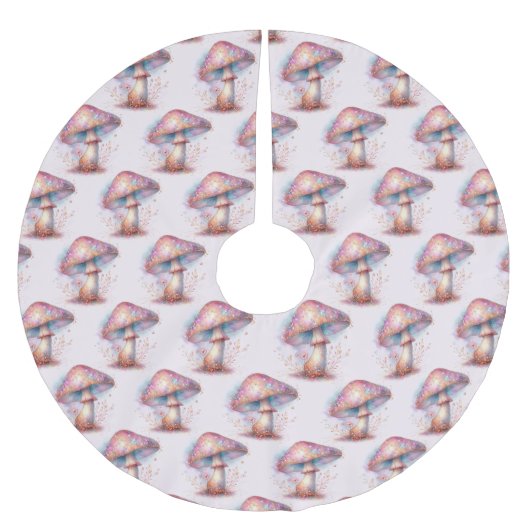 Rosa, unglaublich verzauberte Pilzdekor Polyester Weihnachtsbaumdecke (Vorderseite)