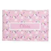 Rosa Unicorn Baby Name Kissenbezug (Rückseite)