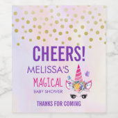 Rosa Unicorn Confetti & Blume Dusche Dank Weinetikett (Einzelnes Label)
