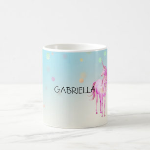 Rosa Unicorn Confetti Personalisierter Name Kaffeetasse