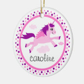 Rosa Unicorn mit personalisiertem Namen der Flügel Keramikornament (Links)