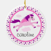Rosa Unicorn mit personalisiertem Namen der Flügel Keramikornament (Hinten)