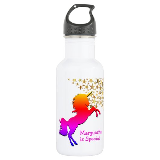Rosa UNICORN Stars Personalisiert Edelstahlflasche (Vorderseite)