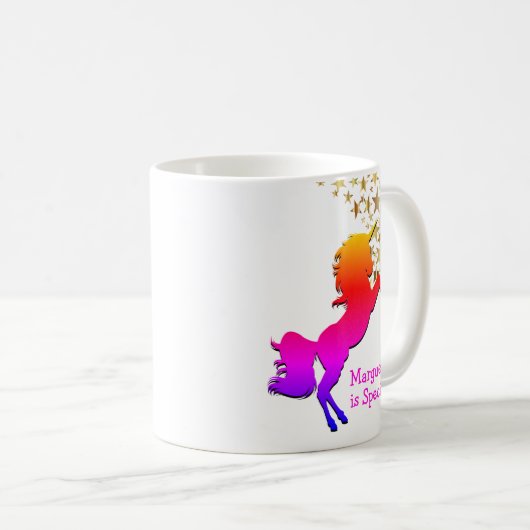 Rosa UNICORN Stars Personalisiert Kaffeetasse (VorderseiteRechts)