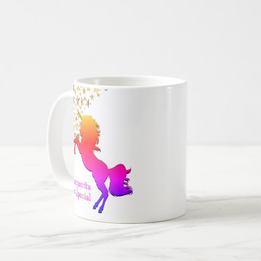 Rosa UNICORN Stars Personalisiert Kaffeetasse (Vorderseite Links)