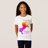 Rosa UNICORN Stars Personalisiert T-Shirt (Vorne ganz)