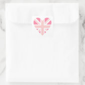 Rosa Union Jack/Flag Herz Quadratischer Aufkleber (Tasche)