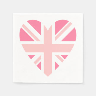 Rosa Union Jack/Flag Herz Serviette
