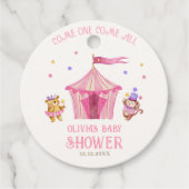 Rosa Unique Circus Bear Monkey Baby Dusche Geschenkanhänger (Vorderseite)