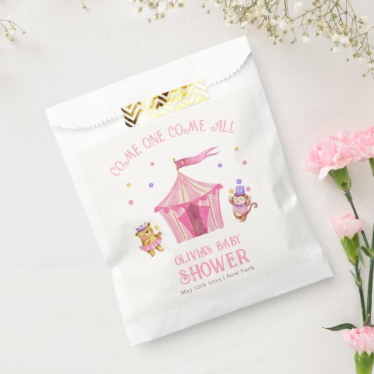 Rosa Unique Circus Bear Monkey Baby Dusche Geschenktütchen (Versiegelt)