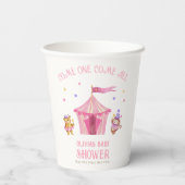 Rosa Unique Circus Bear Monkey Baby Dusche Pappbecher (Rückseite)