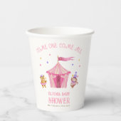Rosa Unique Circus Bear Monkey Baby Dusche Pappbecher (Vorderseite)