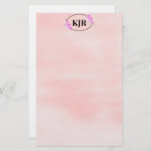 Rosa unscharfer Hintergrund und Blumenrahmen Perso Briefpapier (Vorne/Hinten)