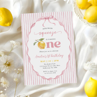 Rosa unser Haupt-Squeeze-Limonelle 1. Geburtstag Einladung