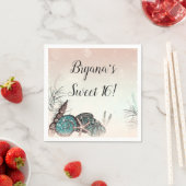 Rosa Unter den Muscheln Strand Sweet 16 Party Serviette (Beispiel)