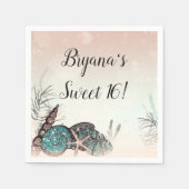 Rosa Unter den Muscheln Strand Sweet 16 Party Serviette (Vorderseite)