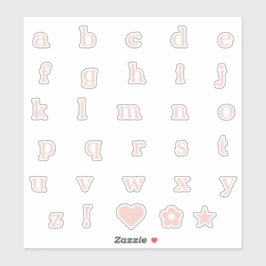 Rosa Unterbuchstaben Buchstaben Alphabet Herz Aufkleber
