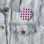 Rosa Untergrund: erschütterte schwarz-weiße Paws Button (Beispiel)
