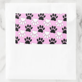 Rosa Untergrund: erschütterte schwarz-weiße Paws Rechteckiger Aufkleber (Tasche)