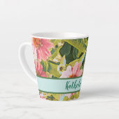 Rosa unterstützt grüne Blätter Name personalisiere Milchtasse (Linke Ecke)