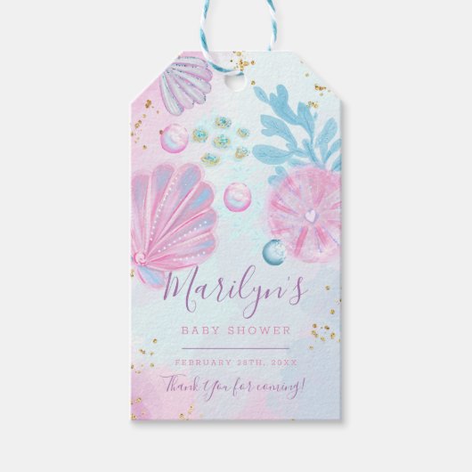 Rosa Unterwasser-Babydusche Geschenkanhänger (Vorderseite)