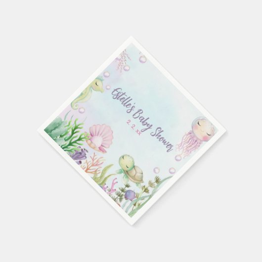 Rosa Unterwasser Babydusche Napkins Serviette (Ecke)