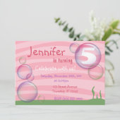 Rosa Unterwasserblasen Kinder Einladungen zum Gebu (Stehend Vorderseite)