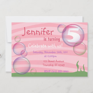 Rosa Unterwasserblasen Kinder Einladungen zum Gebu