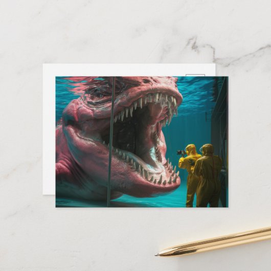 Rosa Unterwassermonster Postkarte (Vorderseite/Rückseite Beispiel)