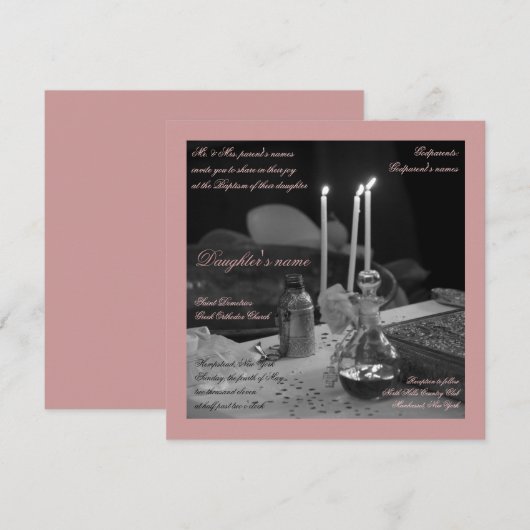 Rosa Vaftisi Einladung (Vorne/Hinten)