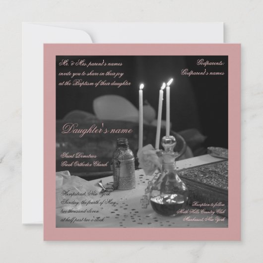 Rosa Vaftisi Einladung (Vorderseite)