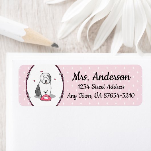 Rosa Valentine Alte englische Schafhunde Hund Grau (Insitu)